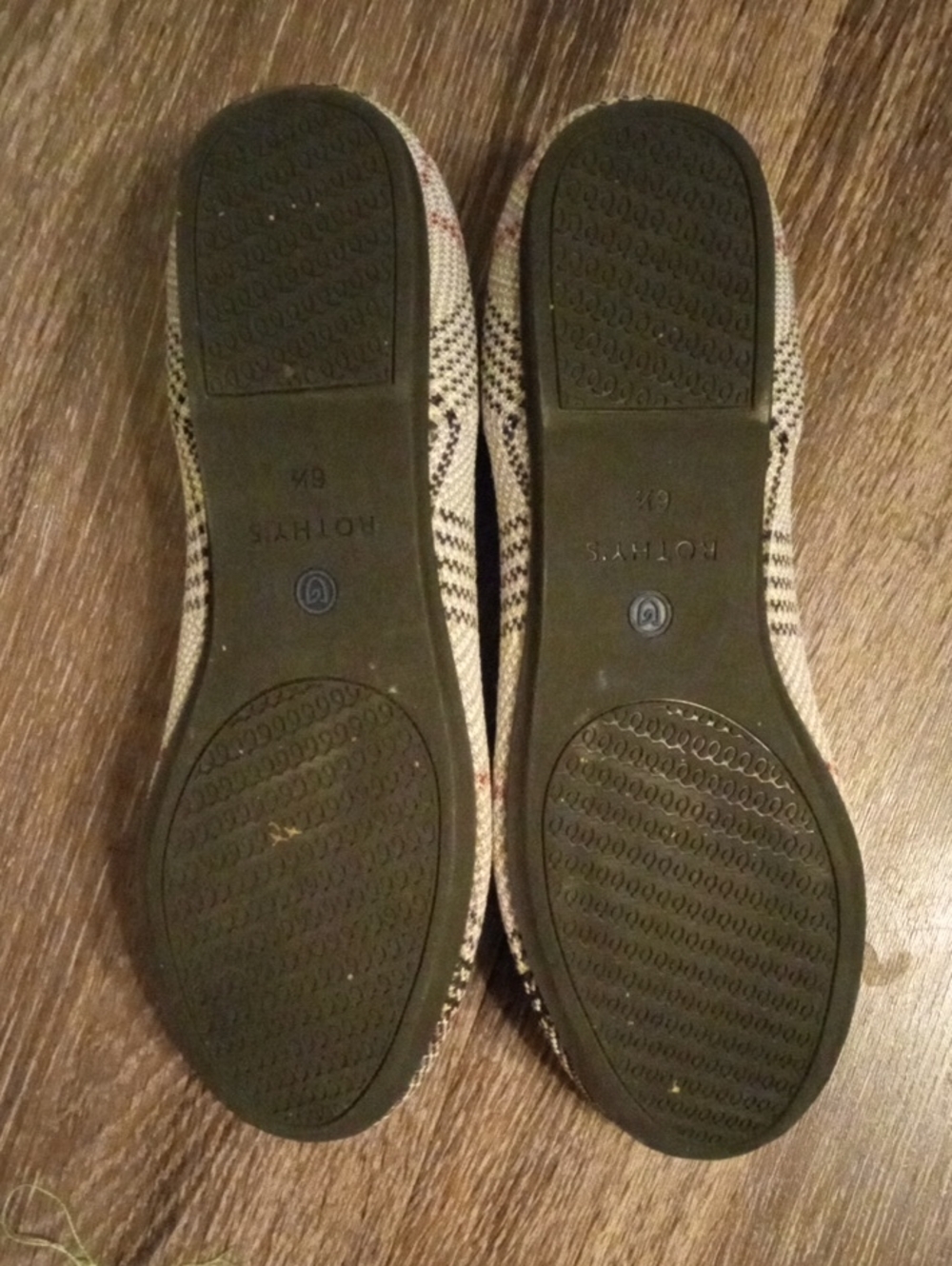 Rothy's Beige and Glen Plaid Knit Ballet Flats - Picture 5 of 9